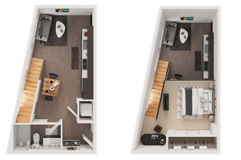 Floor plan for 1 bed, 1 bath, 600 sqft